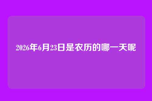 2026年6月23日是农历的哪一天呢