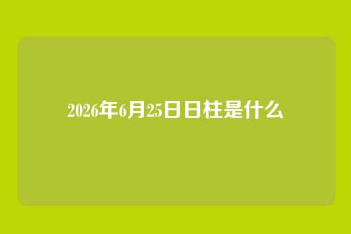2026年6月25日日柱是什么