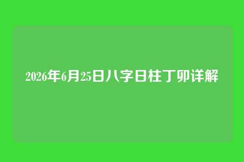 2026年6月25日八字日柱丁卯详解