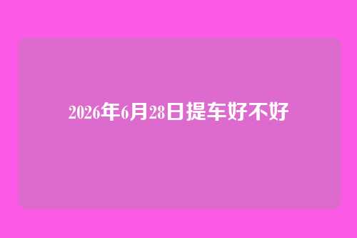 2026年6月28日提车好不好