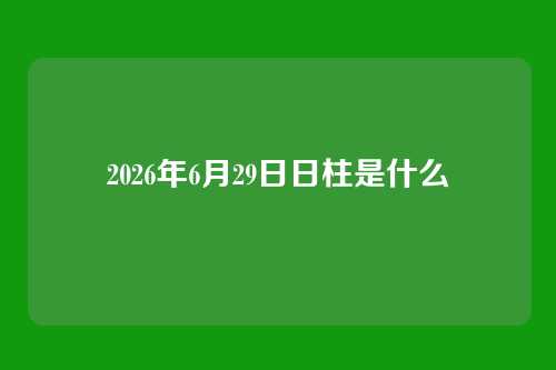 2026年6月29日日柱是什么