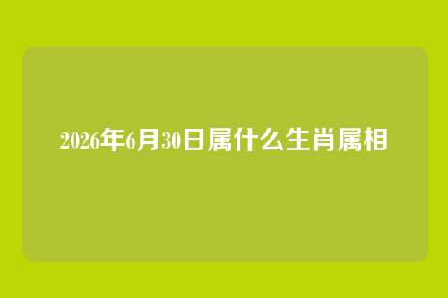 2026年6月30日属什么生肖属相