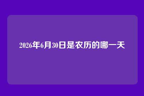2026年6月30日是农历的哪一天