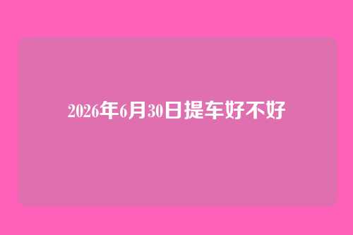 2026年6月30日提车好不好