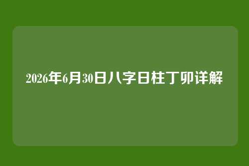 2026年6月30日八字日柱丁卯详解