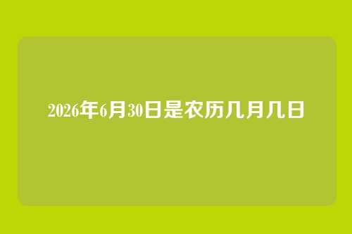 2026年6月30日是农历几月几日