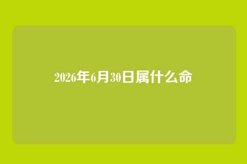 2026年6月30日属什么命