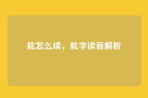 肱怎么读,肱字读音解析