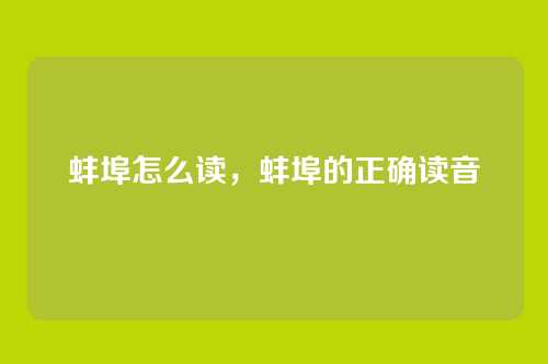 蚌埠怎么读,蚌埠的正确读音