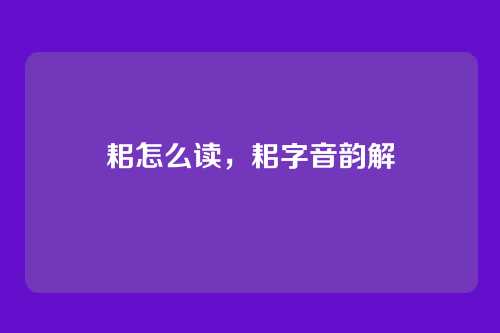耜怎么读,耜字音韵解