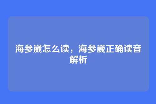 海参崴怎么读,海参崴正确读音解析