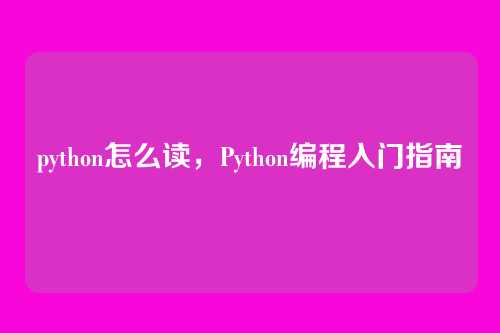 python怎么读，Python编程入门指南