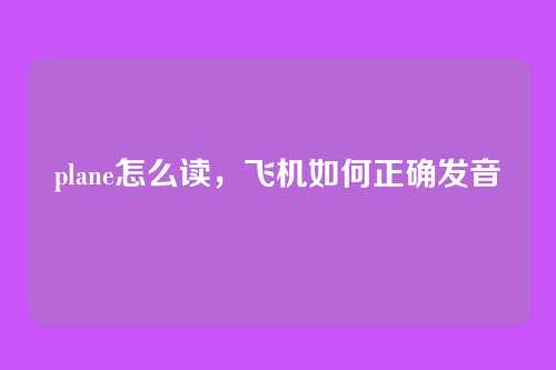 plane怎么读，飞机如何正确发音