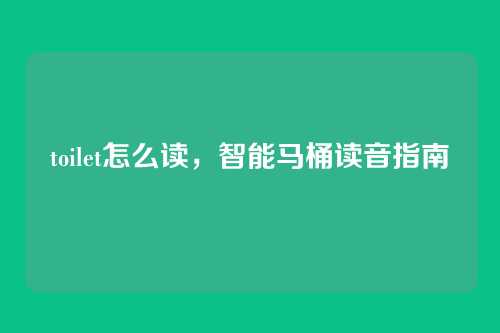 toilet怎么读，智能马桶读音指南