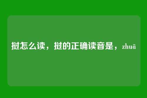 挝怎么读，挝的正确读音是，zhuā
