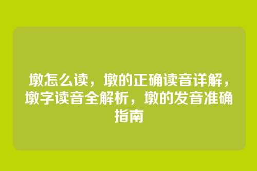 墩怎么读,墩的正确读音详解,墩字读音全解析,墩的发音准确指南