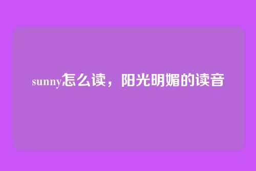 sunny怎么读，阳光明媚的读音