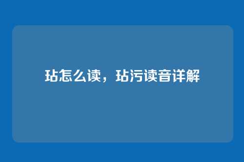 玷怎么读,玷污读音详解
