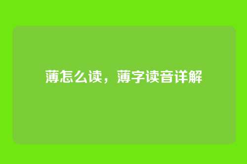 薄怎么读,薄字读音详解