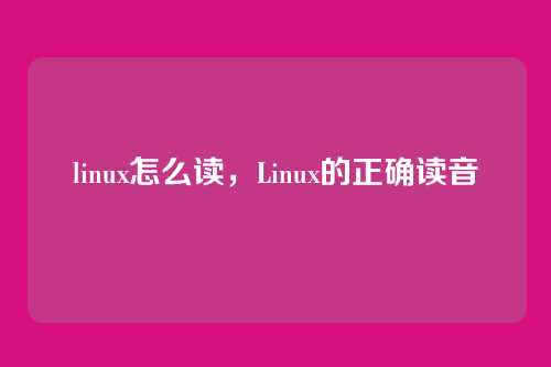 linux怎么读,Linux的正确读音