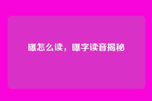 曝怎么读，曝字读音揭秘