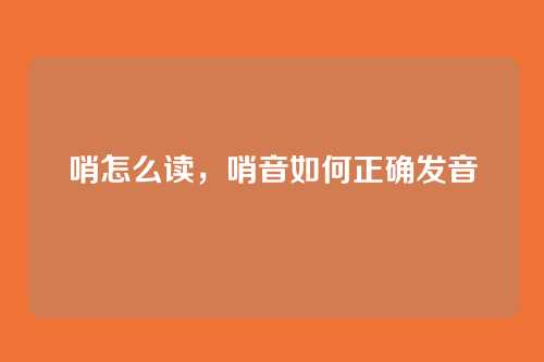 哨怎么读,哨音如何正确发音
