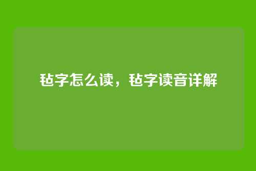 毡字怎么读,毡字读音详解