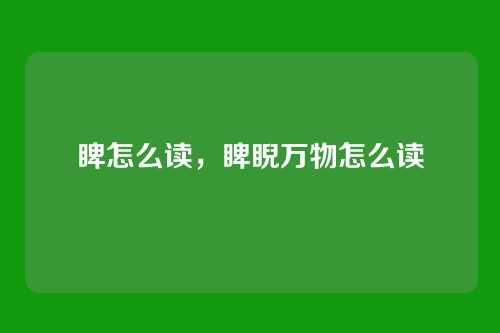 睥怎么读,睥睨万物怎么读