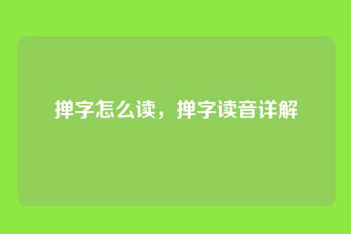 掸字怎么读,掸字读音详解