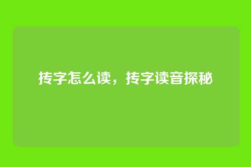 抟字怎么读,抟字读音探秘