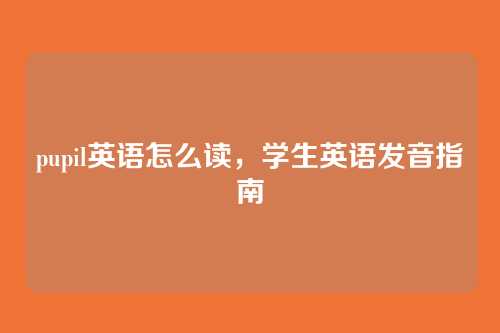 pupil英语怎么读,学生英语发音指南