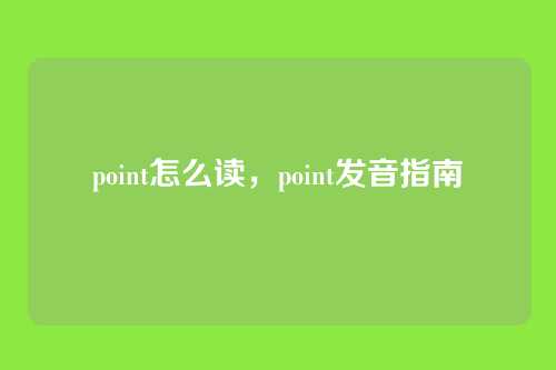 point怎么读,point发音指南