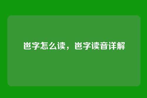 岜字怎么读,岜字读音详解