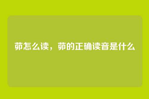 茆怎么读,茆的正确读音是什么