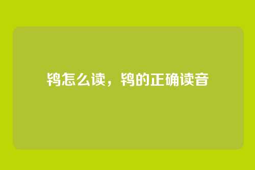 鸨怎么读，鸨的正确读音