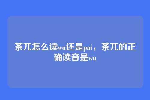茶兀怎么读wu还是pai,茶兀的正确读音是wu