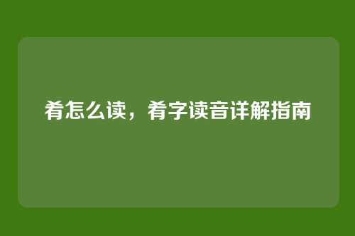 肴怎么读,肴字读音详解指南