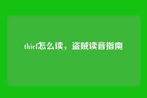 thief怎么读，盗贼读音指南