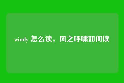 windy 怎么读,风之呼啸如何读