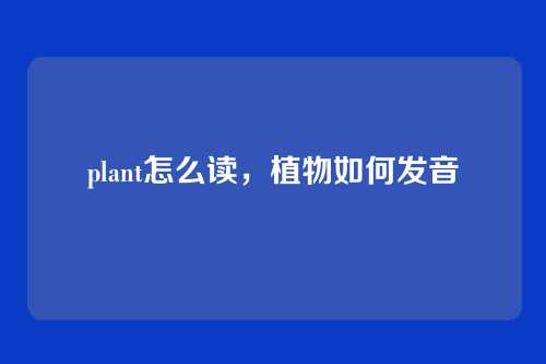 plant怎么读,植物如何发音