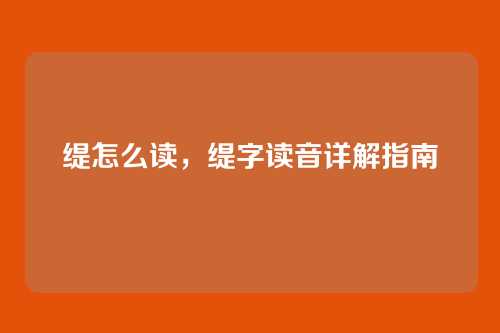 缇怎么读，缇字读音详解指南