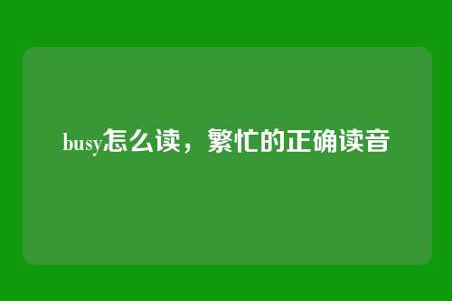 busy怎么读，繁忙的正确读音
