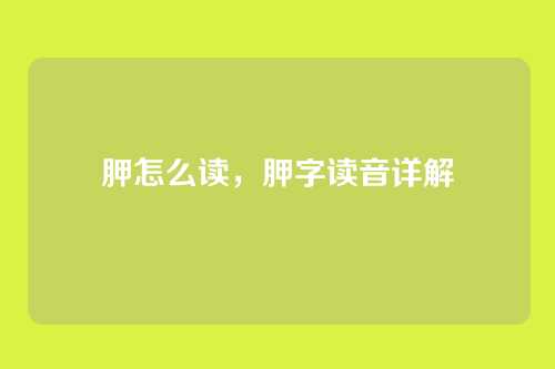胛怎么读,胛字读音详解