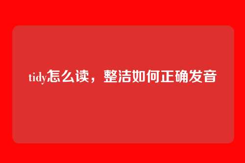 tidy怎么读,整洁如何正确发音