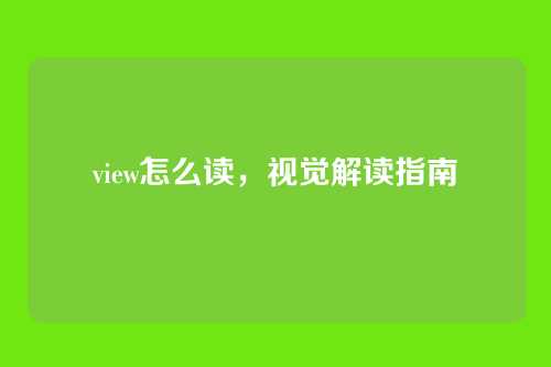 view怎么读,视觉解读指南