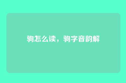 驹怎么读,驹字音韵解