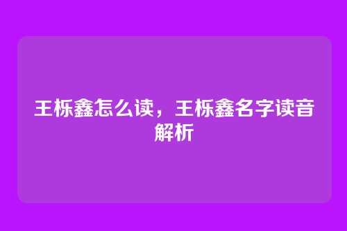 王栎鑫怎么读，王栎鑫名字读音解析
