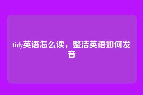 tidy英语怎么读,整洁英语如何发音