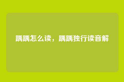踽踽怎么读,踽踽独行读音解