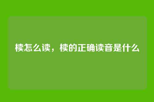 椟怎么读,椟的正确读音是什么